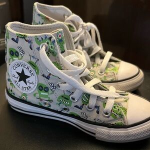Converse Kids High-Top Sneakers - White and Green